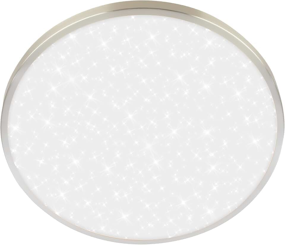 BRILONER - LED Deckenlampe mit Dekorblende, Sternenhimmel, neutralweiße Lichtfarbe, LED Lampe, LED Deckenleuchte, Wohnzimmerlampe, Küchenlampe, Deckenbeleuchtung, Flurlampe, 33 x 6 cm, Nickel-matt