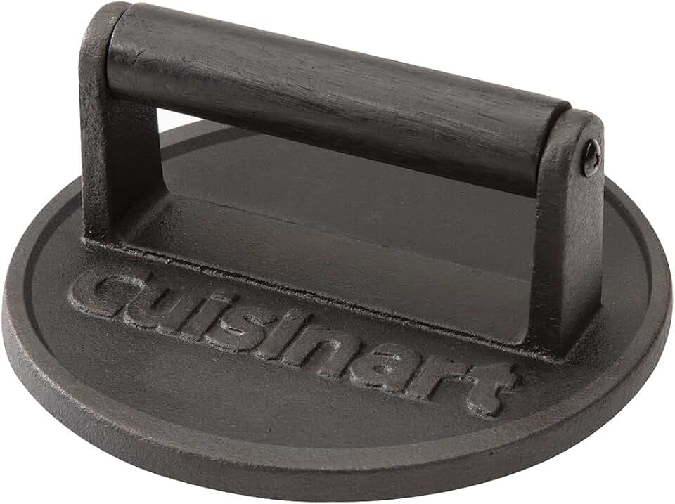 Cuisinart Burgerpresse aus Gusseisen, robuster Burgerzerkleinerer mit hitzebeständigem Griff, 17 cm Grillpresse für Burger, Fleisch, Sandwiches