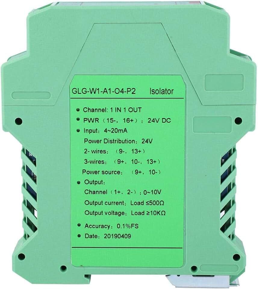 Akozon Current Signal Isolator Transmitter 4-20mA SPS-Erkennungssignalaufbereiter DC 24V(1 in 1 out, 4-20mA to 0-10V)