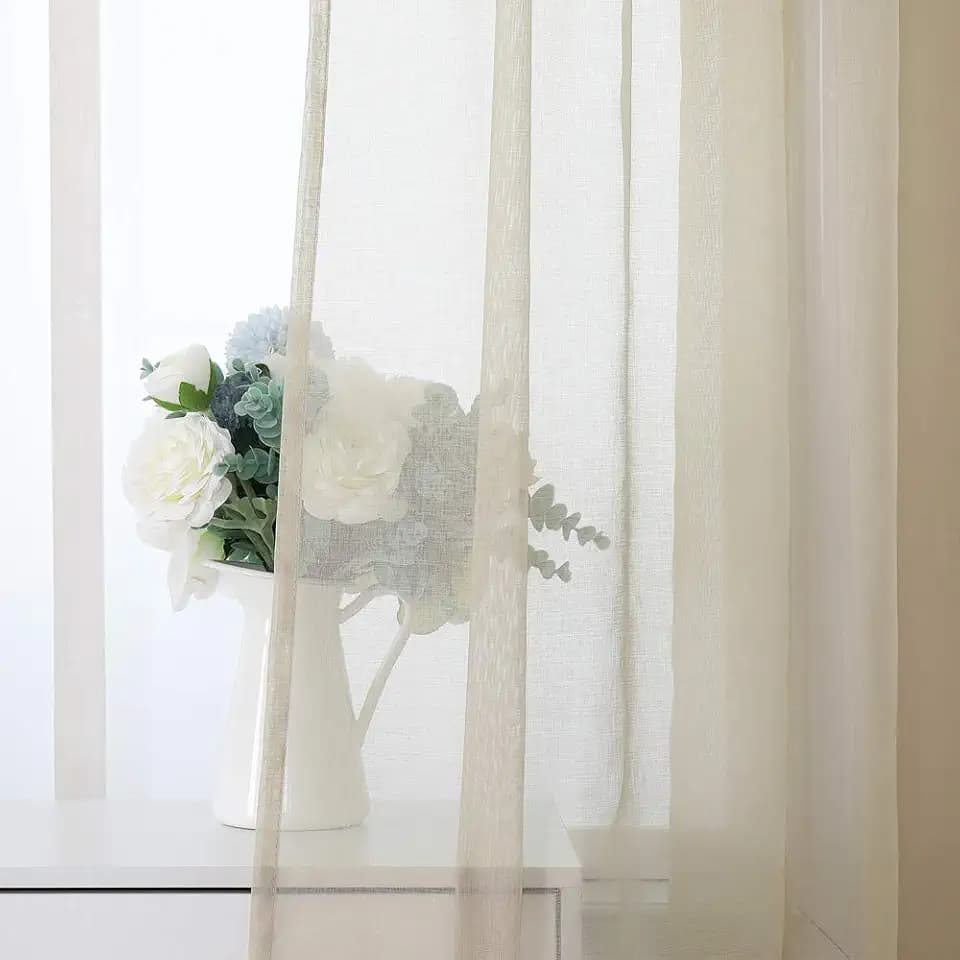 MIULEE Voile Gardine Stangendurchzug Polyester 2er Set B140 H280 Beige | Luftige Voile mit praktischem Stangendurchzug, leicht durchscheinend, dekorativ für Wohnzimmer, Schlafzimmer und Babyzimmer
