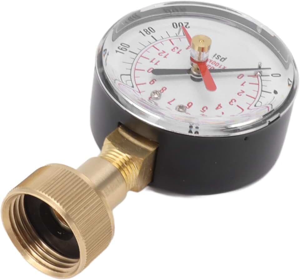 Wasserdruckmessgeröt, Aluminiumlegierungseisen 0 Bis 200 Psi Universal-Wasserdruckmessgeröt mit 3/4 Innenschlauchgewinde Zum Austausch