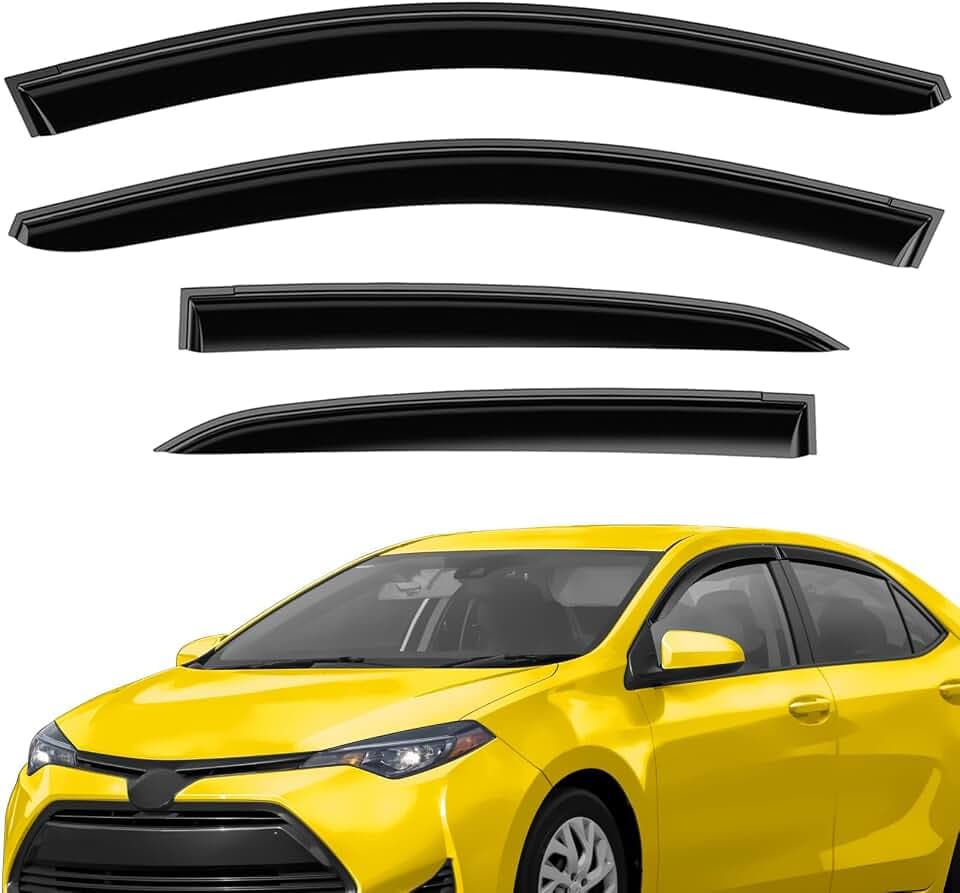 Extra Durable Window Deflectors Tape-On Window Visors Rain Guards Fit for Toyota Corolla 2014-2019 Sedan, Sun Visors, Wind Vent for Shades, Exterior Car Accessories - 4pcs. AG0487