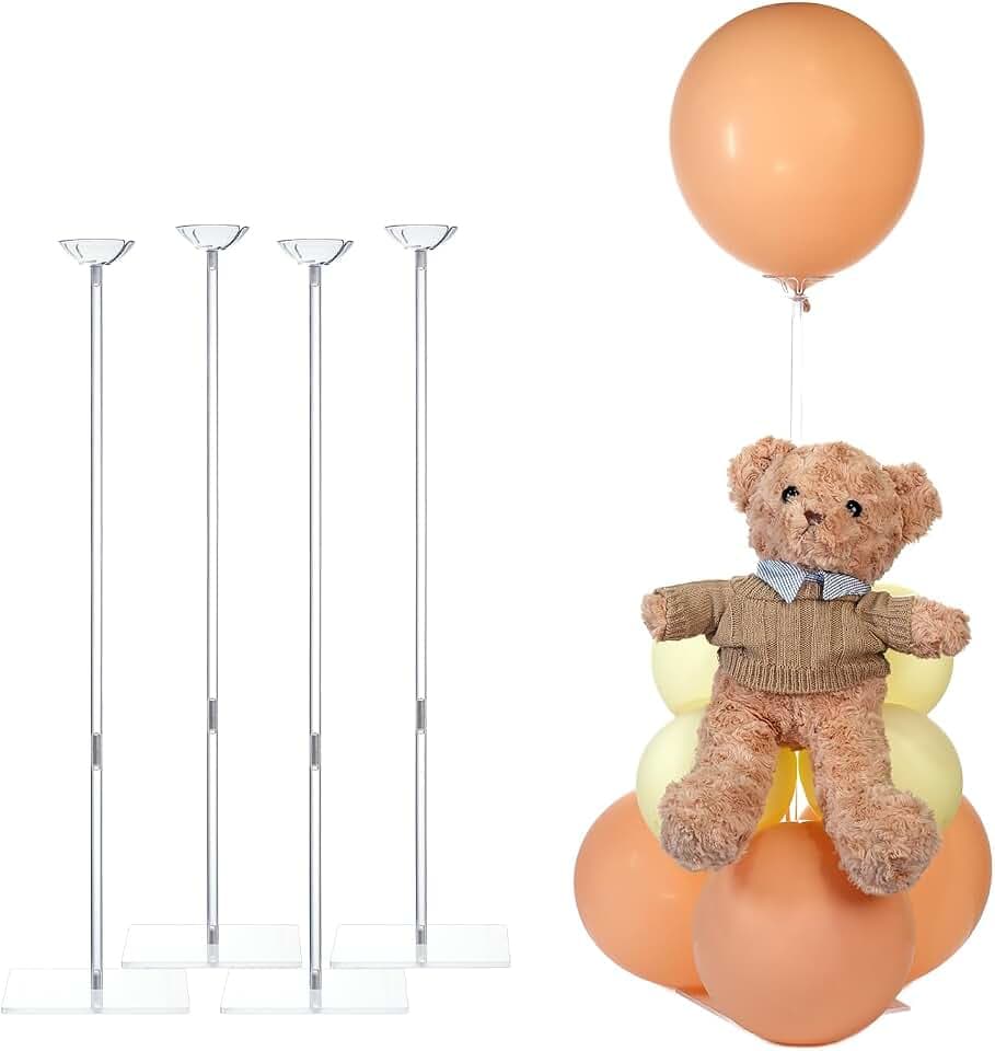 TEKXYZ 4 Stück Acryl-Ballonständer für Tisch, Verstellbare Höhe 40/60cm