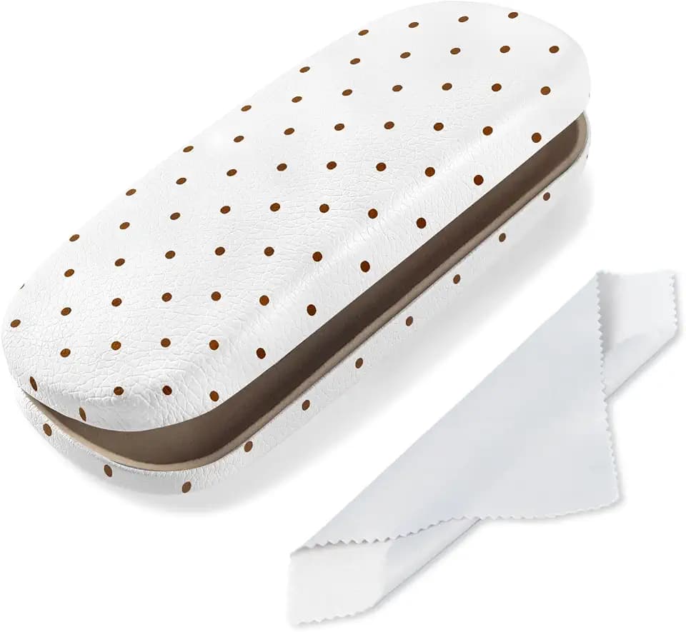 Glasses Case Hard Shell, Cute Sunglasses Case for Women Leather Protective Case for Eyeglass with Cleaning Cloth