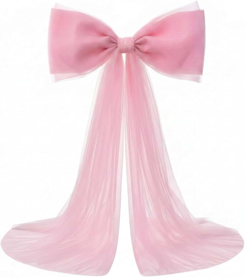 Canlierr Extra Large Organza Pink Bow Decorations 39 x 59 in
