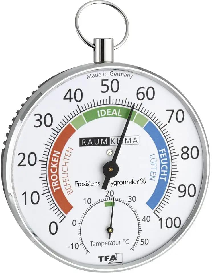 TFA Dostmann Thermo-Hygrometer, 45.2027, zur Messung von Temperatur und Luftfeuchtigkeit, Schimmel vermeiden, analog, mehrfarbig