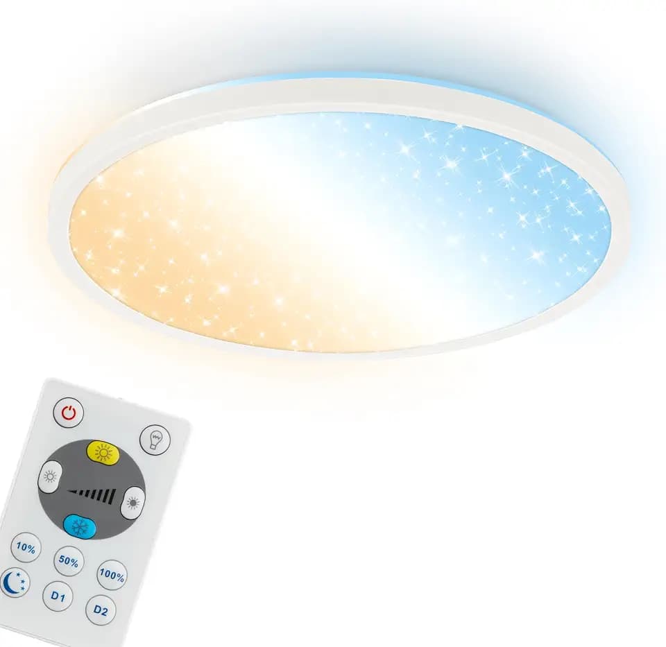 BRILONER - LED Panel Dimmbar Fernbedienung CCT Sternenhimmel 30x4 cm Weiß