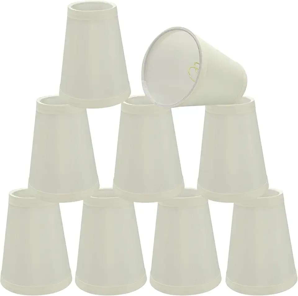 Aspen Creative 32661-9B, Empire Clip-On Chandelier Lamp Shade, Off-White, 2 1/2" Top x 4" Bottom x 5" Slant Height, Set of 9