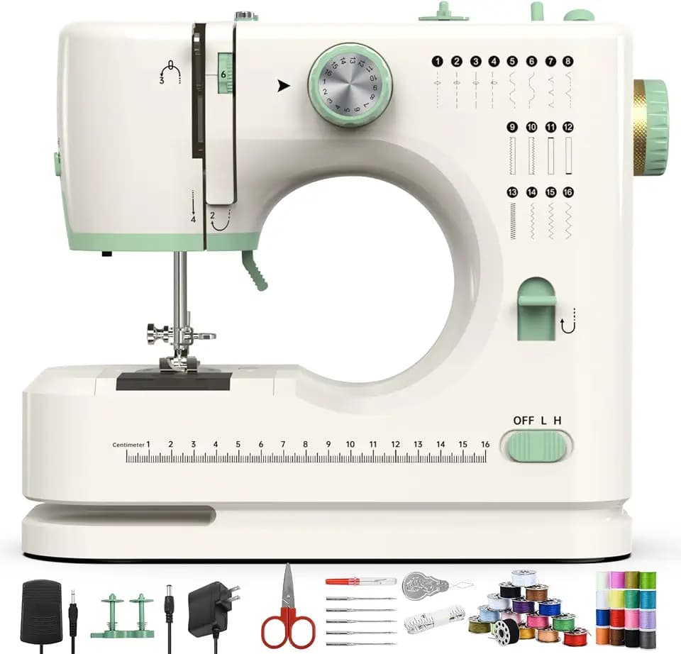 Sewing machine,sewing machine for beginners,Double needle and double thread,16 kinds of stitches.Sewing machine for Household,sewing machine for adults.