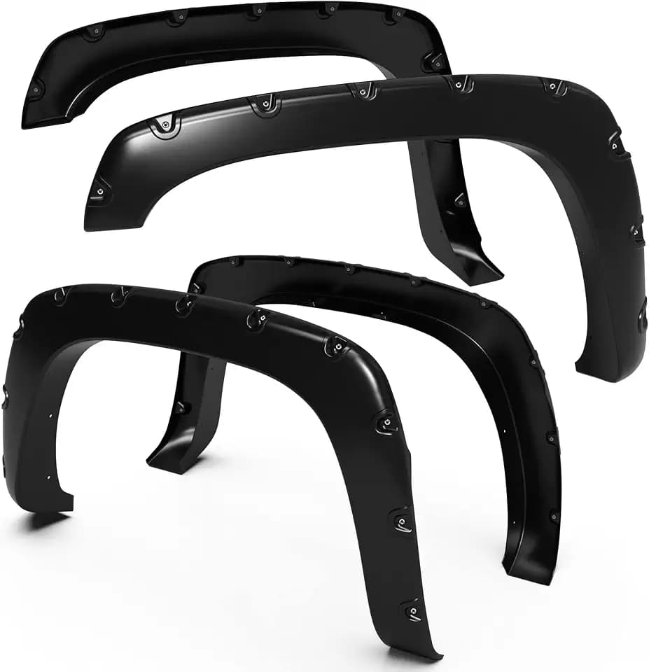 Tyger Auto Fender Flares Compatible with 1999-2006 Chevy Silverdo GMC Sierra 1500 2500 3500HD (Incl. 2007 Classic) Fleetside, Smooth Textured Paintable Bolt-Riveted Style 4pc | TG-FF8C4058