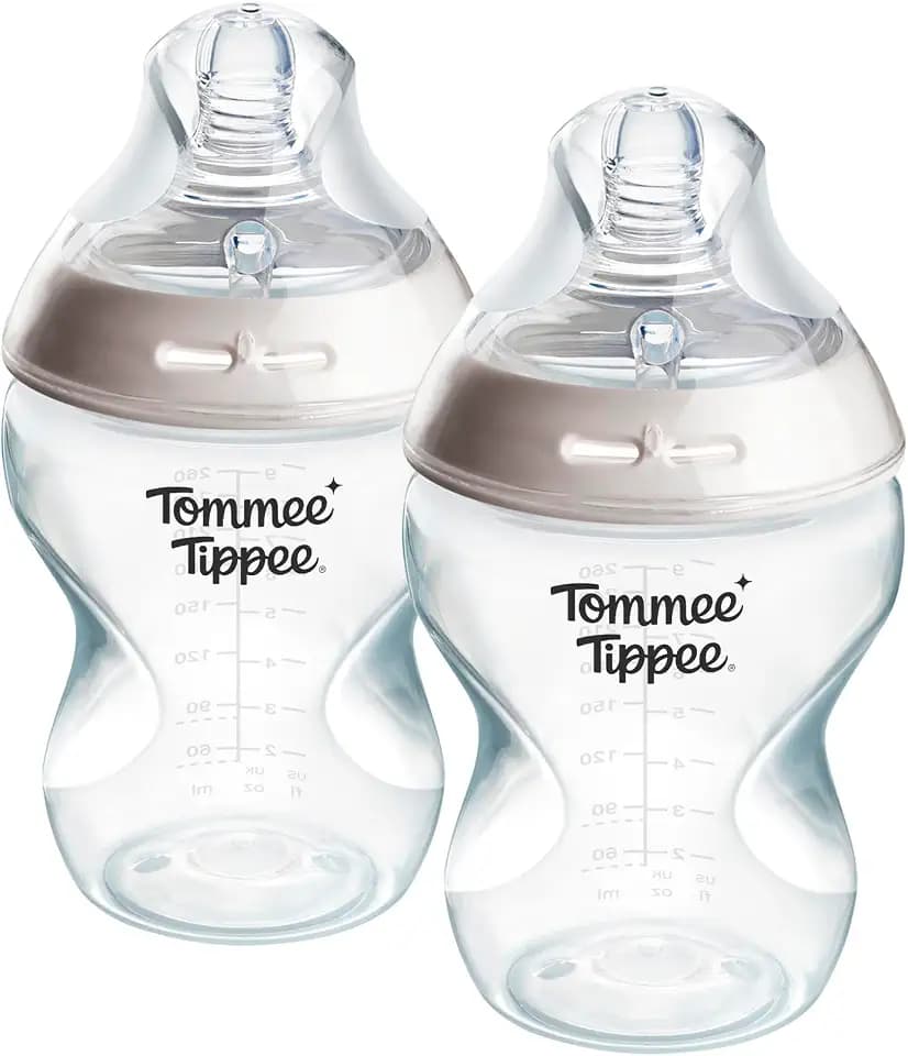 Tommee Tippee-Babyflaschen, Natural Start Anti-Kolik-Flasche 260ml, 2er-Pack, mit Langsamsauger inbegriffen brustähnl. Sauger, Anti-Kolikventil, selbst steril., Zubehör