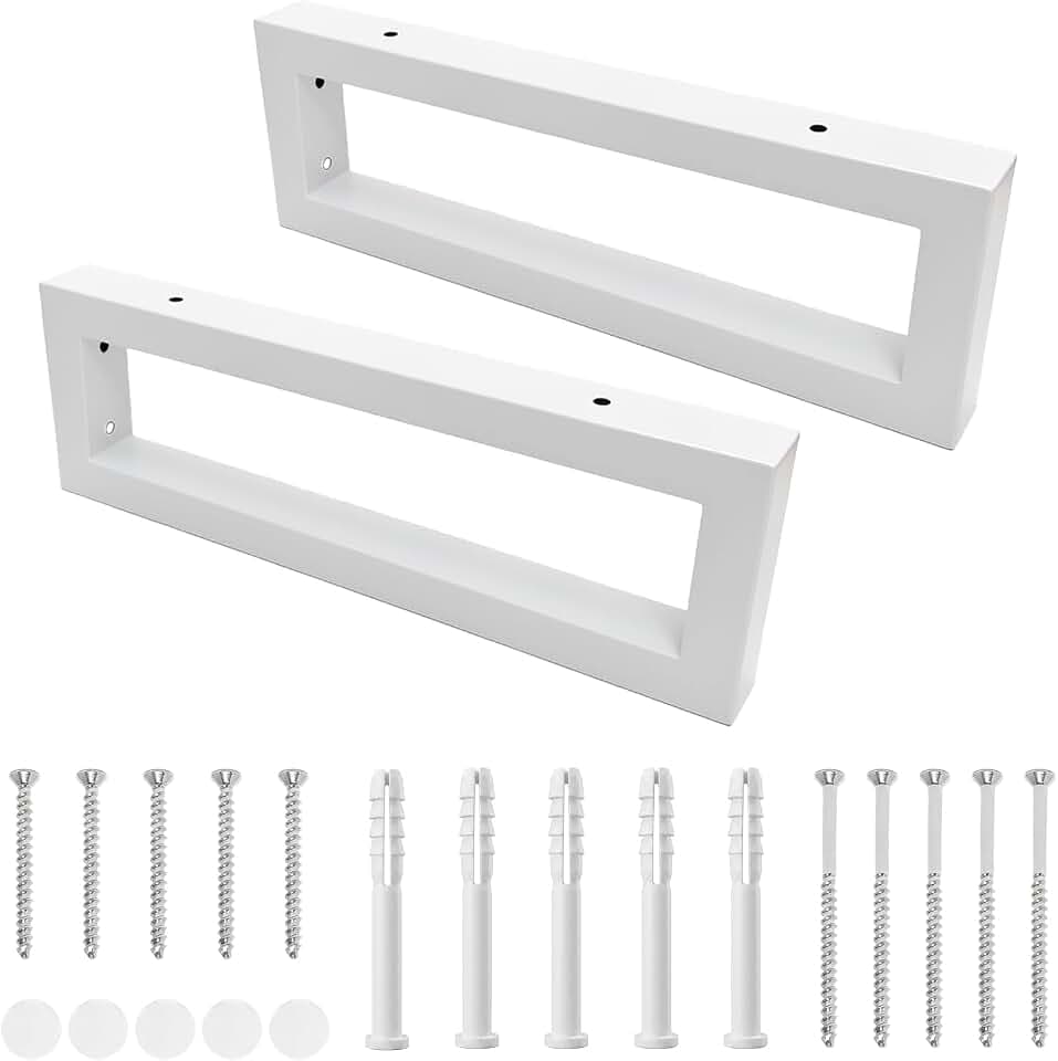 2 Stk weiße Metall‑Tischbeine L40×H10cm für Sofa, Sideboard und Bank