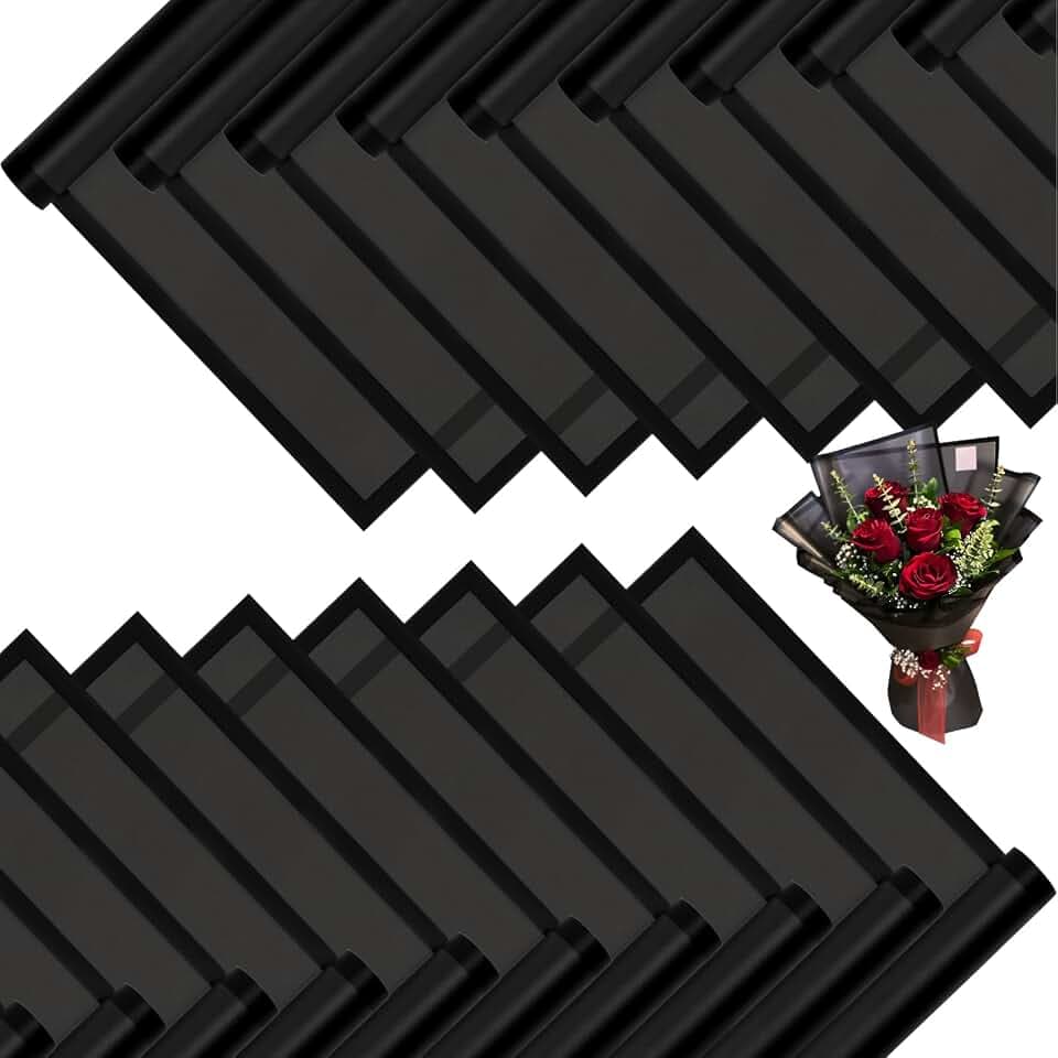 DEWJDFSC 20 Sheets Flower Bouquet Wrapping Paper Floral Korean Black