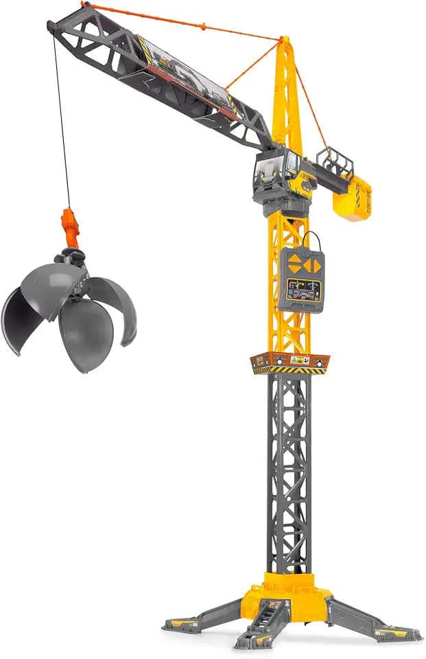 Dickie Toys Mighty Crane (110 cm) - Spielzeug Kran mit 360°-Drehung, Abrissbirne & Greif-Funktion - Ferngesteuerter Kran Spielzeug für Kinder ab 3 Jahre mit Kabel-Fernbedienung - 203729022