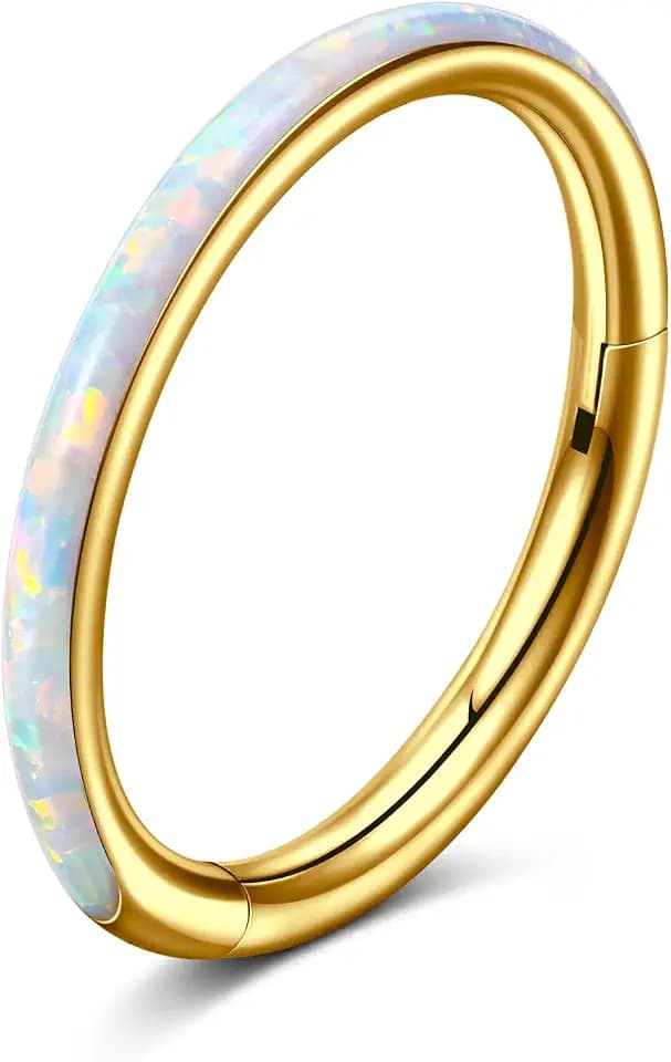 AVYRING Opal Nasenring, 316L Chirurgenstahl Septumring, Vielseitiger Septumpiercingschmuck für Conch, Rook, Knorpel, Tragus und Helix Ohrringe 20G 18G 16G