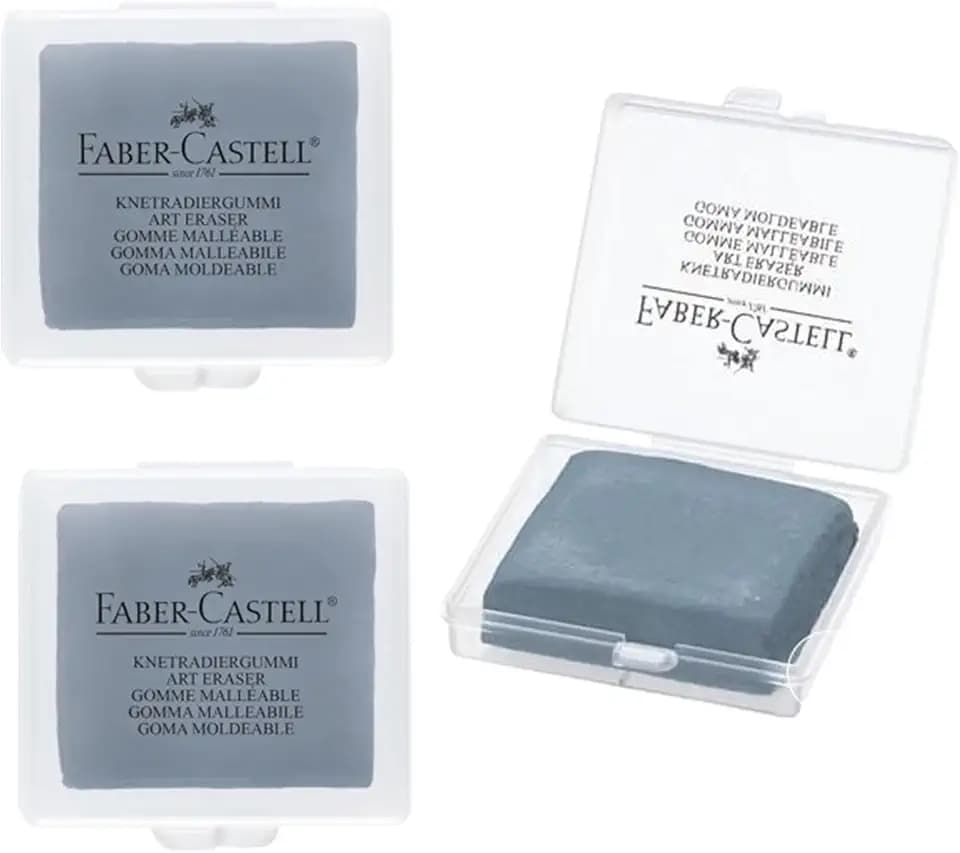 3er Pack Knetgummi Radierer für Künstler, ART ERASER Faber Castell, grau (3)