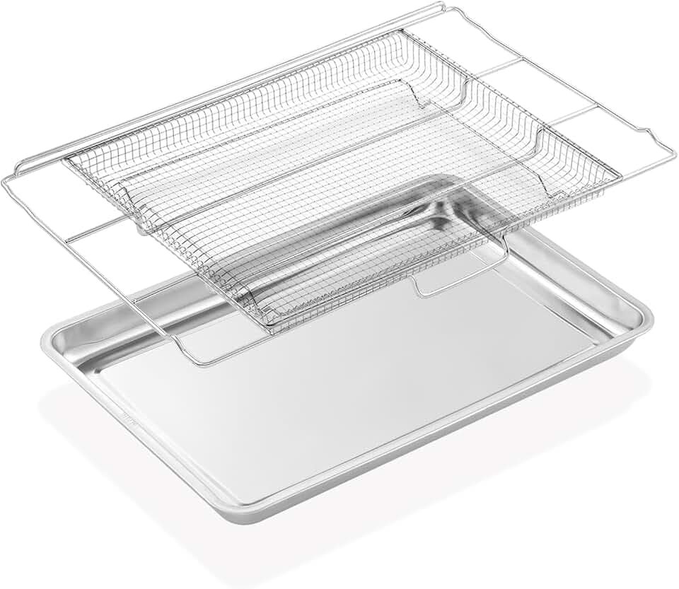 Air Fryer Tray Replacement for Frigidaire 30'' Oven Parts 304 Stainless Steel 25x16.25 In FRIGPEREAFT Oven Rack Frigidaire Electric Wall Oven Range Parts Ready Cook Air Fry Basket Set (Not 24'' Width)