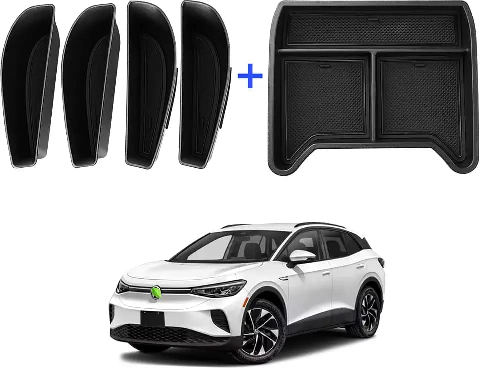 Autorder Center Console Organizer for 2021 2022 2023 2024 2025 Volkswagen ID.4 VW ID4 Accessories Center Console Bottom Insert Tray Door Side Storage Box Handle Pocket 5PCS