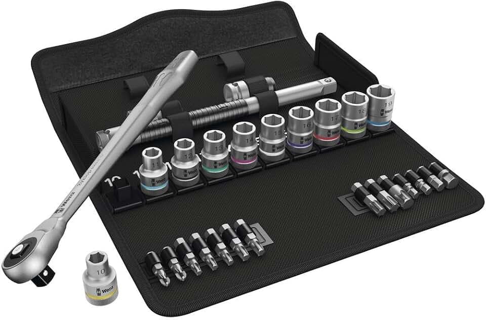 Wera 05004077001 8100 SC 7 Zyklop Metal-Knarrensatz, Durchsteckvierkant, 1/2 Zoll -Antrieb, metrisch, 28-teilig