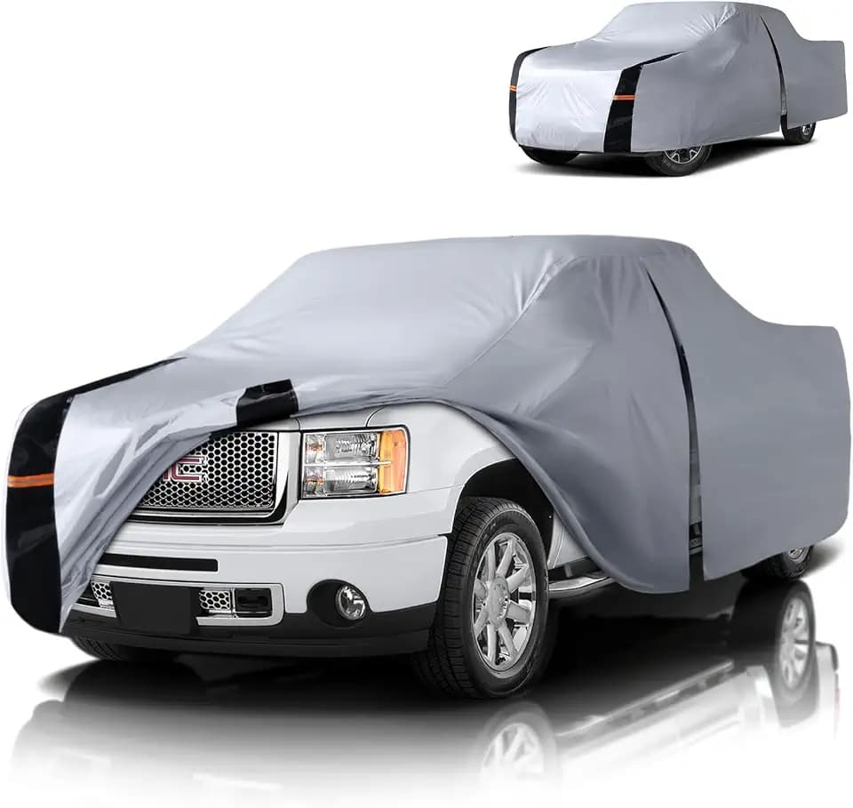 Multi-Layer GMC Sierra Truck Cover, Custom fit Sierra 1500HD 2002-2026 Double/Extended/Crew Cab(5.7'-6.6') Car Cover Waterproof All Weather, Full Exterior Cover Rain Wind and UV Protect with Zipper