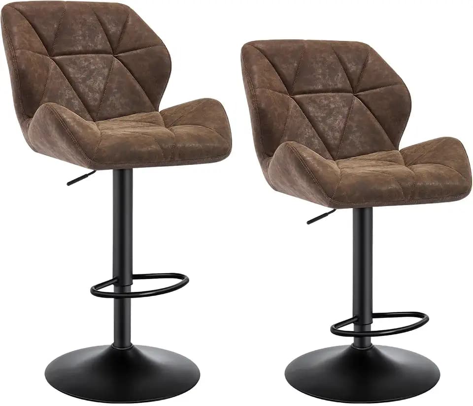 WOLTU Barhocker 2er Set, Barstuhl Höhenverstellbar, PU-Bezug, Dunkelbraun