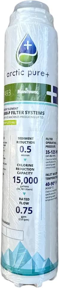 High Efficiency Water Filtration System – Compatible with Manitowoc K00537(K00493), Fits AR-10000P, 0.5 Micron Cartridge, 15,000 Gallons, Reduces Chlorine, Scale, Cysts, Quick-Change, NSF Certified