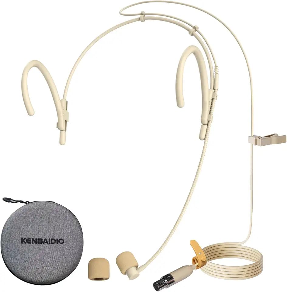 Headset Microphone Dual Earset Headworn Over Ear Hanging Condenser Mic Compatible with AKG Wireless System Bodypack Transmitter for Lectures Performance Theater Podcasts, Mini XLR 3 Pin TA3F Plug