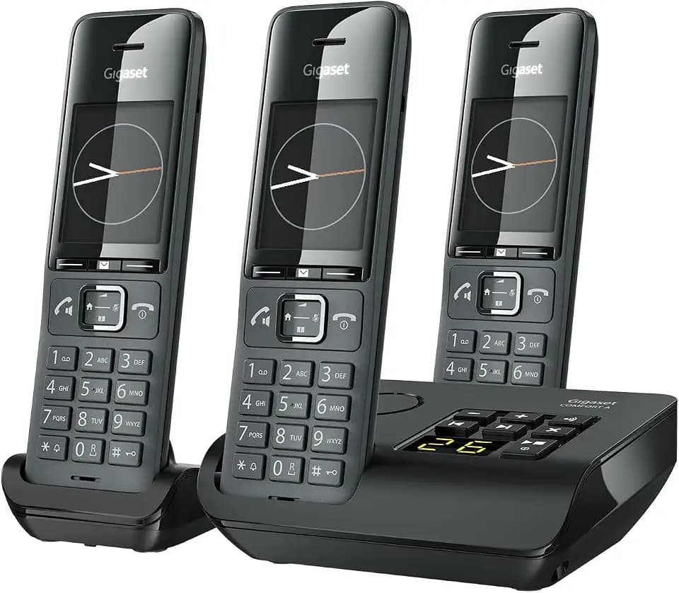 Gigaset Comfort 520A Trio - 3 Schnurlose DECT-Telefone mit Anrufbeantworter- Elegantes Design - Freisprechfunktion - Anrufschutz - Adressbuch mit 200 Kontakten, titan-schwarz [Deutsche Version]