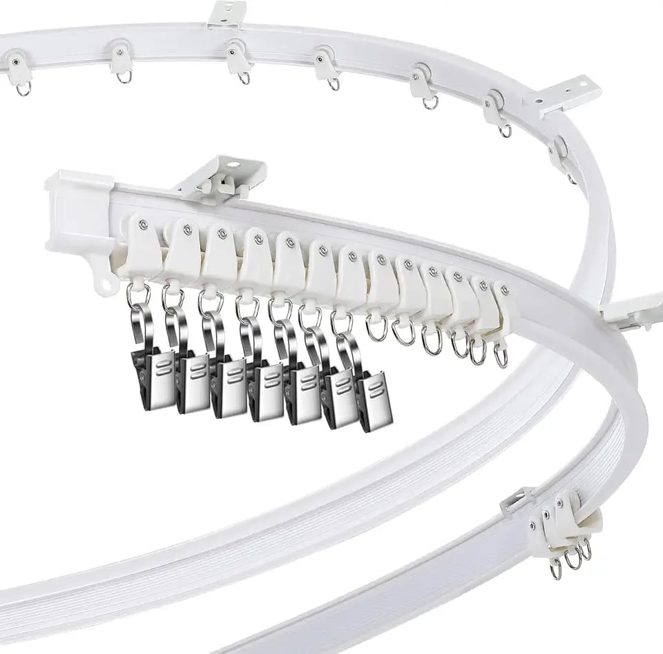 Curved Ceiling Curtain Track Bendable Mount for Curtain Rail Bunk Bed Bay Window Room Divider Flexible Straight (White,5 m/ 16.4 ft)