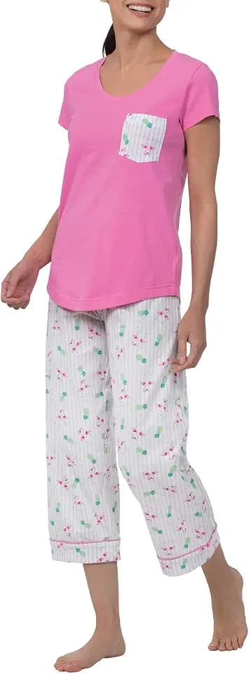 PajamaGram Womens PJs Sets - Ladies Pajamas Capris 100% Cotton