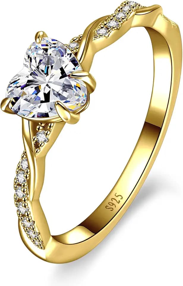 Yaresul 1.25ct Women Heart Promise Ring 925 Sterling Silver Rings