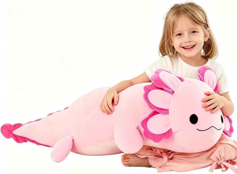 BENINY 39 Inch Pink Axolotl Plush Pillow, Giant Stuffed Animal