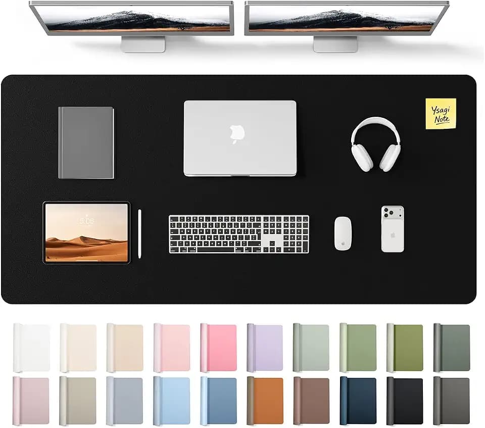 YSAGi Leather Desk Pad Protector, Office Desk Mat, Large Mouse Pad, Non-Slip PU Leather Desk Blotter, Laptop Desk Pad, Waterproof Desk Writing Pad for Office and Home (Black, 55" x 24")