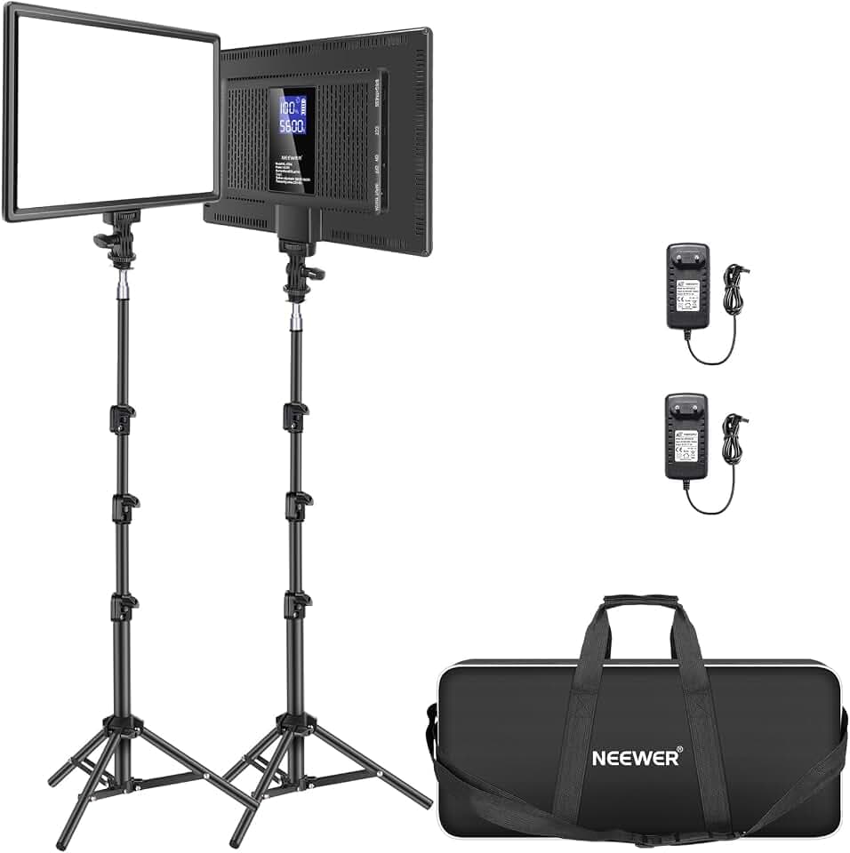 NEEWER NL-192AI 13" LED Videolicht Panel Set mit Stativ, 2er Pack