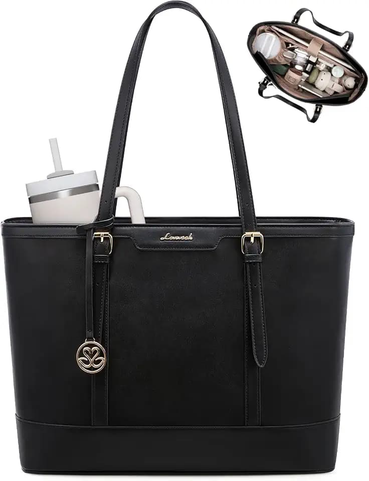 LOVEVOOK Work Tote Bag for Women 15.6 Inch Laptop Purse with Cup Holder