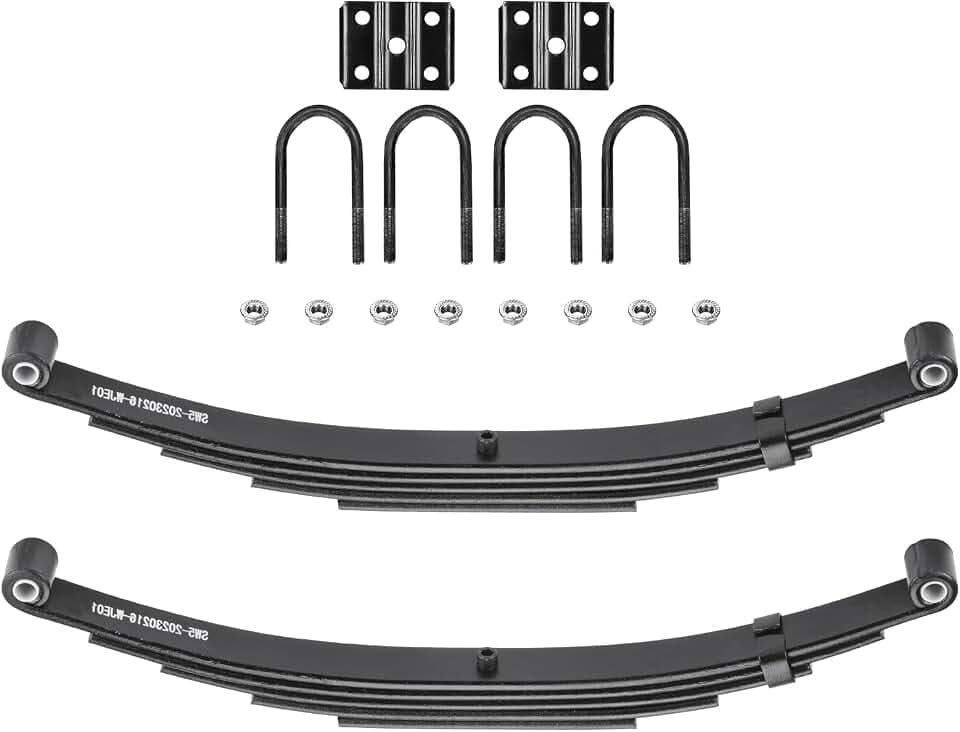 Aeagle 5 Leaf 3000lb Capacity Double Eye Spring for 5200lb-6000lb Trailer Axle & U-Bolt Kit, 25-1/4" Length, 1.75" Width, 3" Free Open Replaces for SW5, 2 PCS
