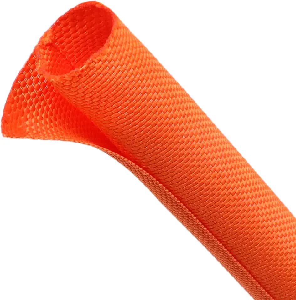 Automotive Wire Loom Tubing, Split Braided Cord Protectors from Pets No Chew, Flexible Cable Sleeve Cable Management for TV/Computer/Electric Wires (Orange, 5/16"-25ft)