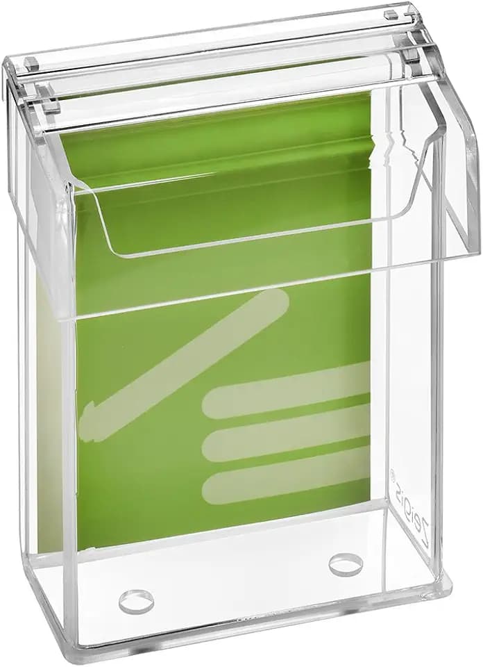 Zeigis DIN A6 Prospektbox/Prospekthalter/Flyerhalter im Hochformat, wetterfest, für Außen, mit Deckel, aus glasklarem Acrylglas