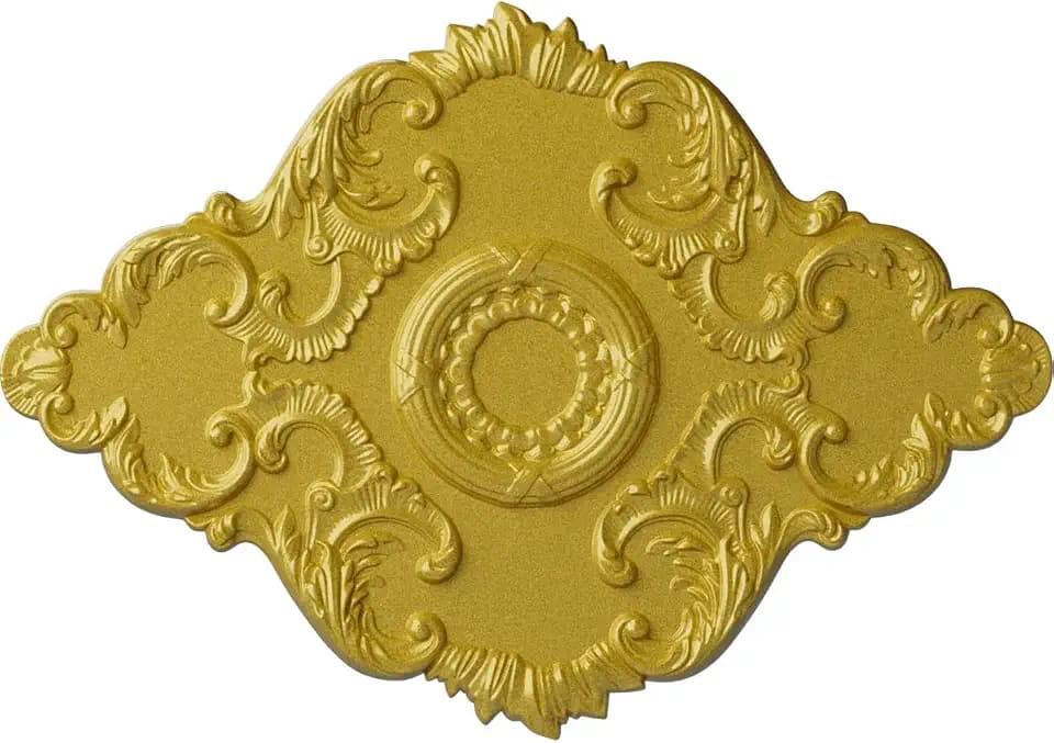 Ekena Millwork CM37X26PERGS, Hand-Painted Rich Gold 37" W x 26" H x 1 3/8" P Piedmont Ceiling Medallion