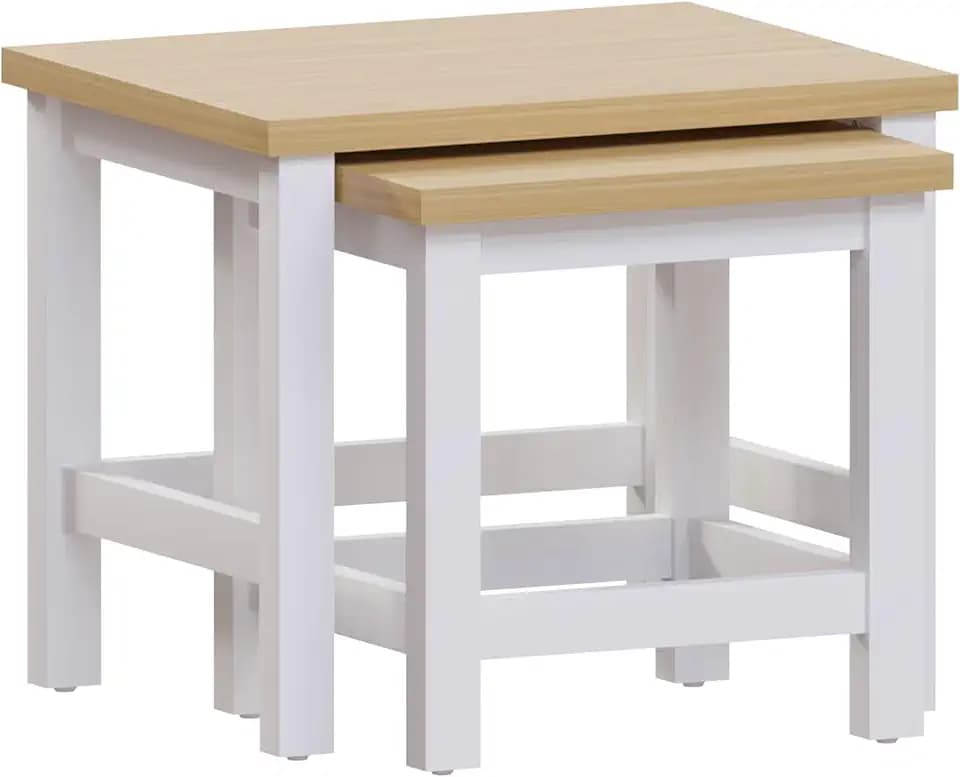 Vida Designs Arlington Beistelltisch-Set, modernes Tisch-Set, MDF, quadratisch, Weiß, 2 Stück