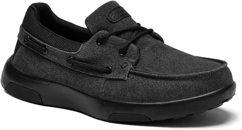 OrthoComfoot Men's Orthopedic Slip-On Loafers Walking Shoes: Casual Canvas Plantar Fasciitis Loafers with Arch Support, Comfortable Orthotic Shoes for Foot and Heel Pain Relief