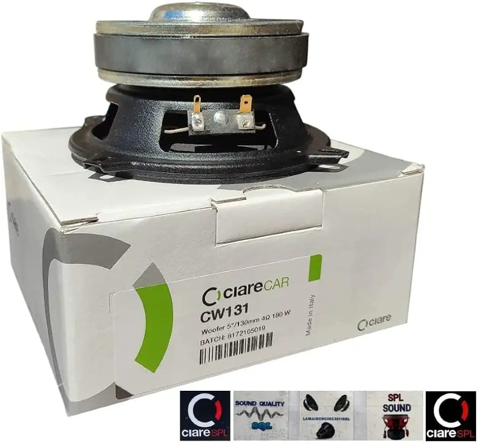 1 CIARE CW131 Lautsprecher woofer 5" 13,00 cm 130 mm Durchmesser 70 watt rms 180 watt max impedanz 4 ohm 89 db spl autotüren Auto schwarz, 1 stück