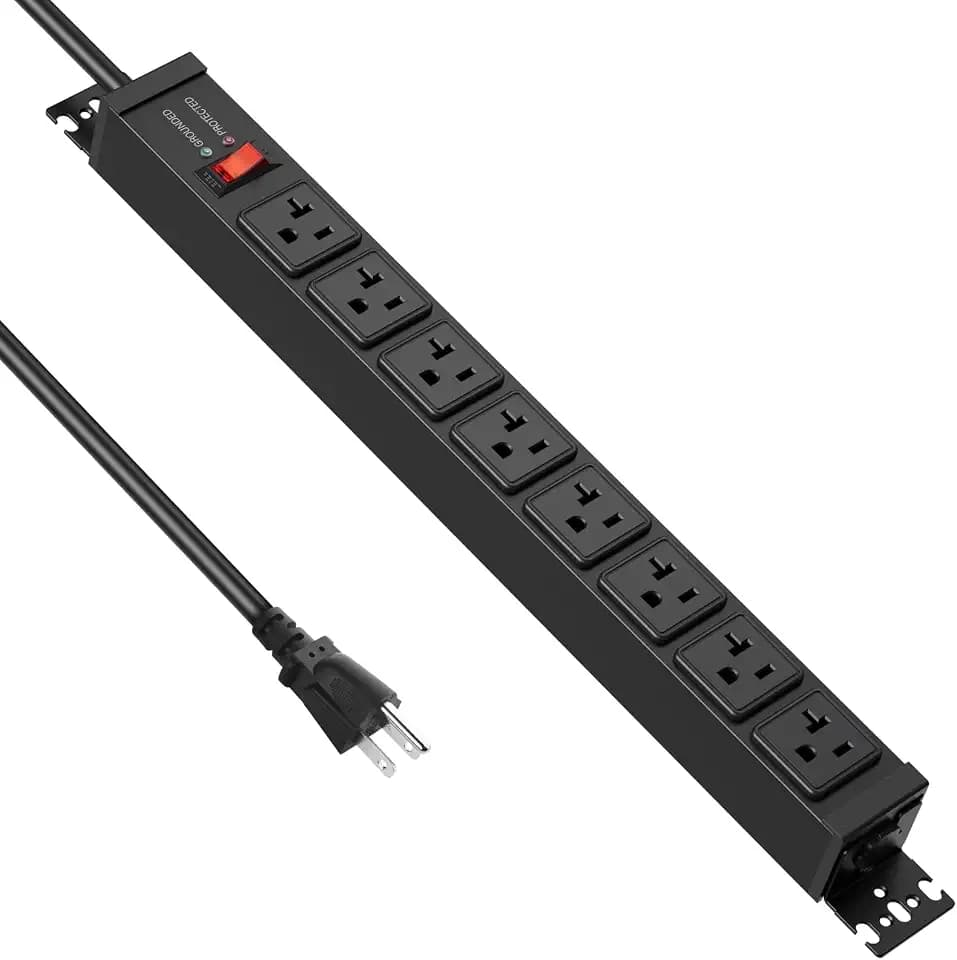 JUNNUJ 12 Gauge 360° Rotating Mountable Power Strip, Black, 6 FT, 1