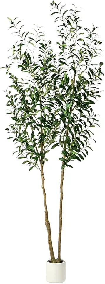 7ft Olive Trees Artificial Indoor Faux Olive Tree with White Planter
