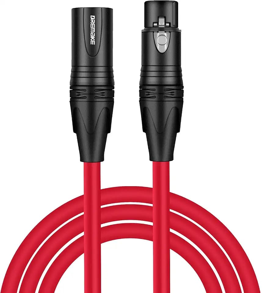 XLR Instrument Microphone Audio Extension Cord - 6FT Balanced 3 Pin Male to Female Mic Cable - Red