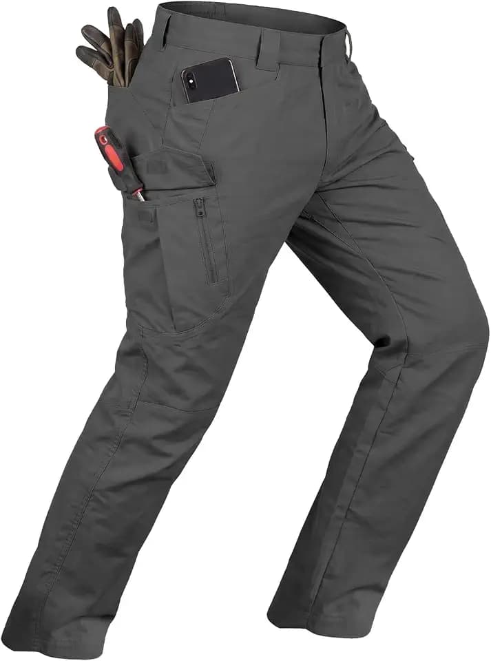 whox Men's Work Cargo Pants Tactical Hiking Casual Water Resistant Ripstop Trousers for Outdoor with 6 Pockets(No Belt)