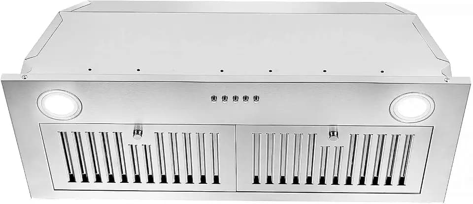 Range Hood Insert 30 inch,Stainless Steel Kitchen Vent Hood 600CFM,Built-in Kitchen Stove Hood w/Front Button Controls and Front LED Lights,Baffle Filters,Ducted/ductless Convertible Duct