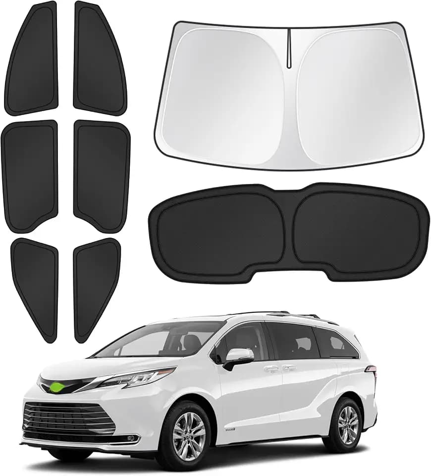 Canvcle Sunshades for 2021-2025 2026 Toyota Sienna Accessories Windshield Sun Shade Side Rear Window Shade Cover Sun Visor Shield Privacy Protection for Camping Keep Vehicle Cool Black 8PCS