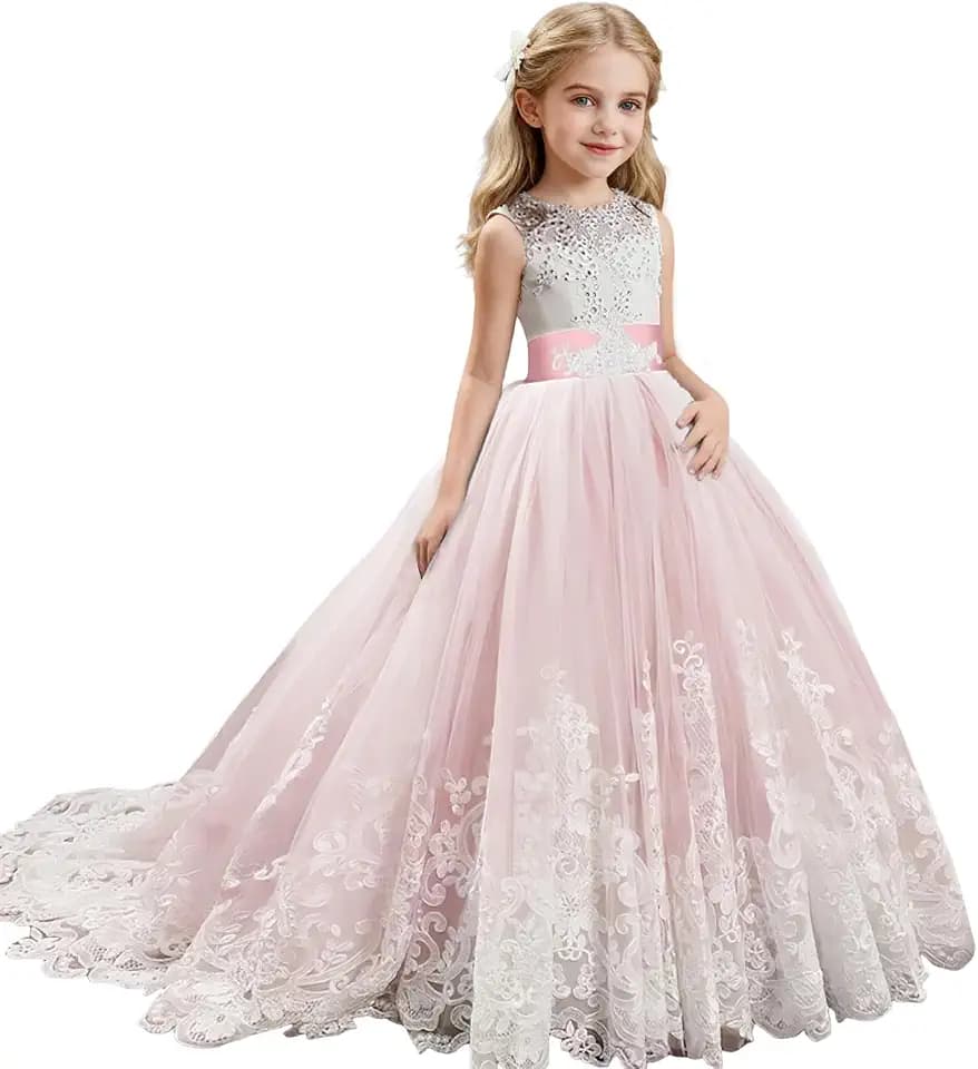 discoball Mädchen Kleid als Blumenmädchen, für Partys, Taufen, Strand, Hochzeiten, Ball