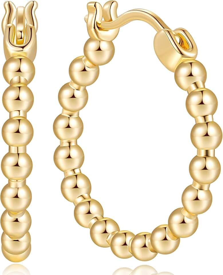 Gold Hoop Earrings 14K Gold Earrings for Women